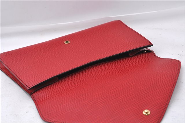 Authentic Louis Vuitton Epi Arts Deco Clutch Bag Red M52637 LV 7763D