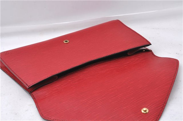Authentic Louis Vuitton Epi Arts Deco Clutch Bag Red M52637 LV 7763D