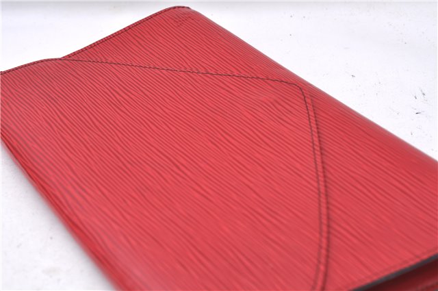 Authentic Louis Vuitton Epi Arts Deco Clutch Bag Red M52637 LV 7763D