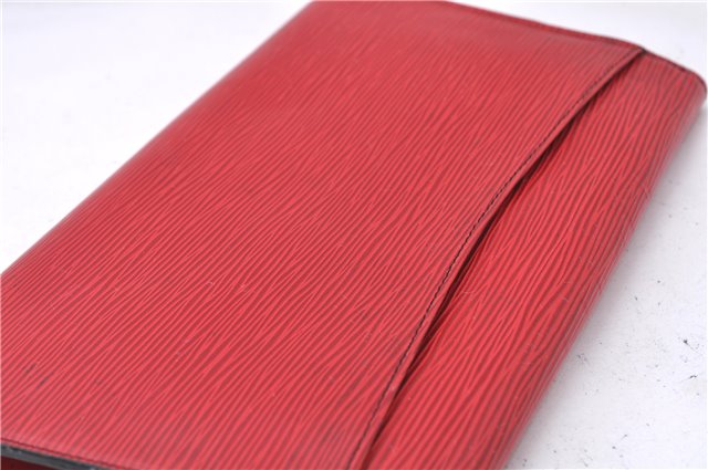 Authentic Louis Vuitton Epi Arts Deco Clutch Bag Red M52637 LV 7763D