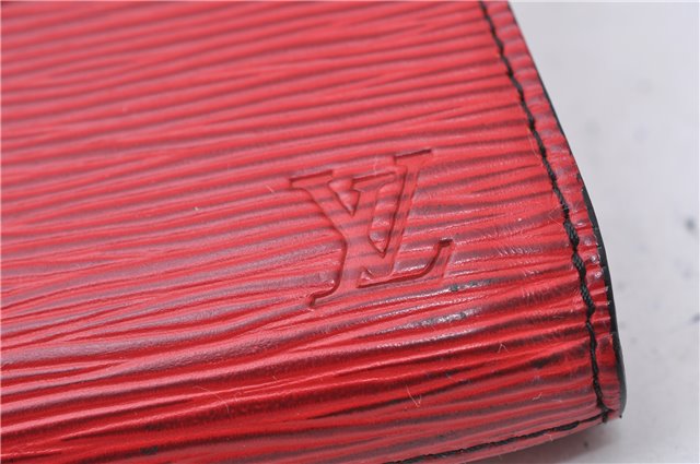 Authentic Louis Vuitton Epi Arts Deco Clutch Bag Red M52637 LV 7763D