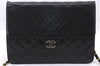 Authentic CHANEL Lamb Skin Matelasse Chain Shoulder Bag Purse Black CC 7765E