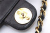 Authentic CHANEL Lamb Skin Matelasse Chain Shoulder Bag Purse Black CC 7765E