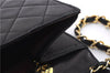 Authentic CHANEL Lamb Skin Matelasse Chain Shoulder Bag Purse Black CC 7765E