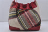 Authentic BURBERRY Vintage Shoulder Tote Bag Cotton Leather Red Ivory 7766D