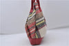 Authentic BURBERRY Vintage Shoulder Tote Bag Cotton Leather Red Ivory 7766D