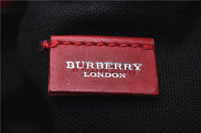 Authentic BURBERRY Vintage Shoulder Tote Bag Cotton Leather Red Ivory 7766D