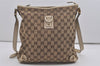 Authentic GUCCI Abbey Shoulder Cross Bag GG Canvas Leather 131326 Brown 7768I
