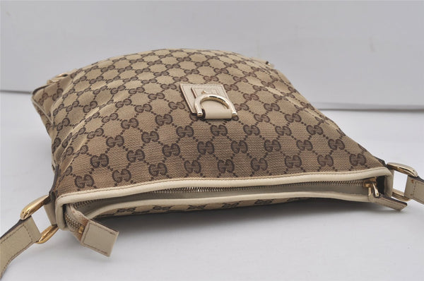 Authentic GUCCI Abbey Shoulder Cross Bag GG Canvas Leather 131326 Brown 7768I