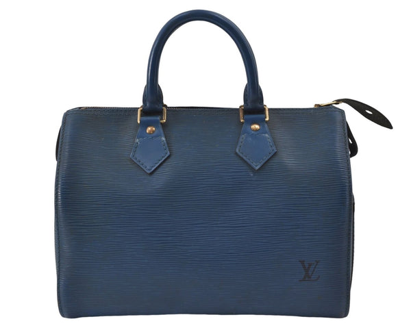 Authentic Louis Vuitton Epi Speedy 25 Hand Boston Bag Blue M43015 LV 7769D
