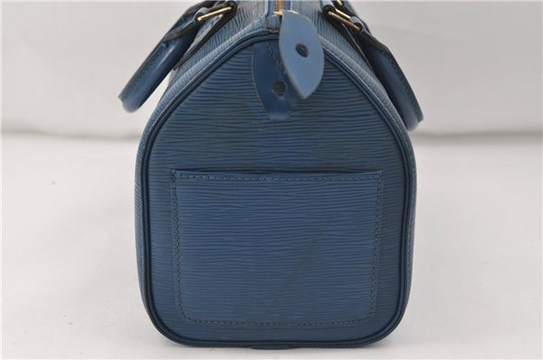 Authentic Louis Vuitton Epi Speedy 25 Hand Boston Bag Blue M43015 LV 7769D