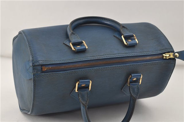 Authentic Louis Vuitton Epi Speedy 25 Hand Boston Bag Blue M43015 LV 7769D