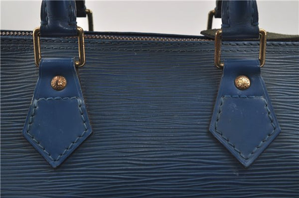 Authentic Louis Vuitton Epi Speedy 25 Hand Boston Bag Blue M43015 LV 7769D
