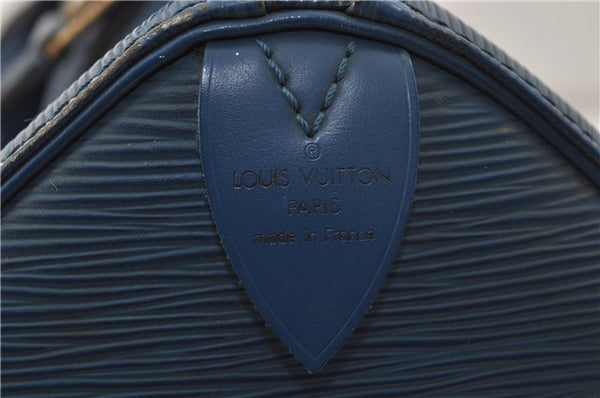 Authentic Louis Vuitton Epi Speedy 25 Hand Boston Bag Blue M43015 LV 7769D