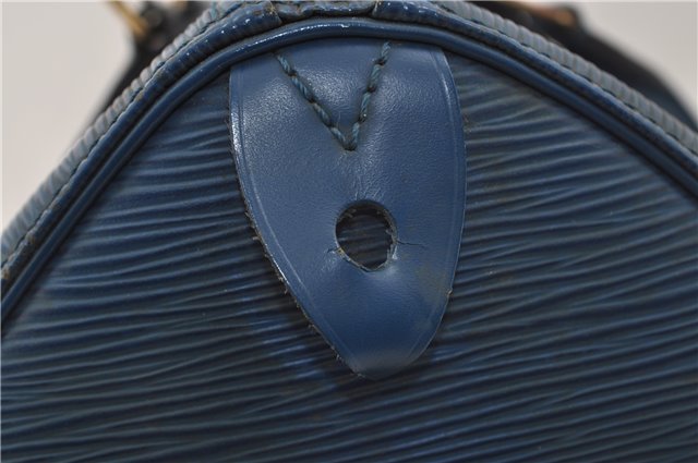 Authentic Louis Vuitton Epi Speedy 25 Hand Boston Bag Blue M43015 LV 7769D