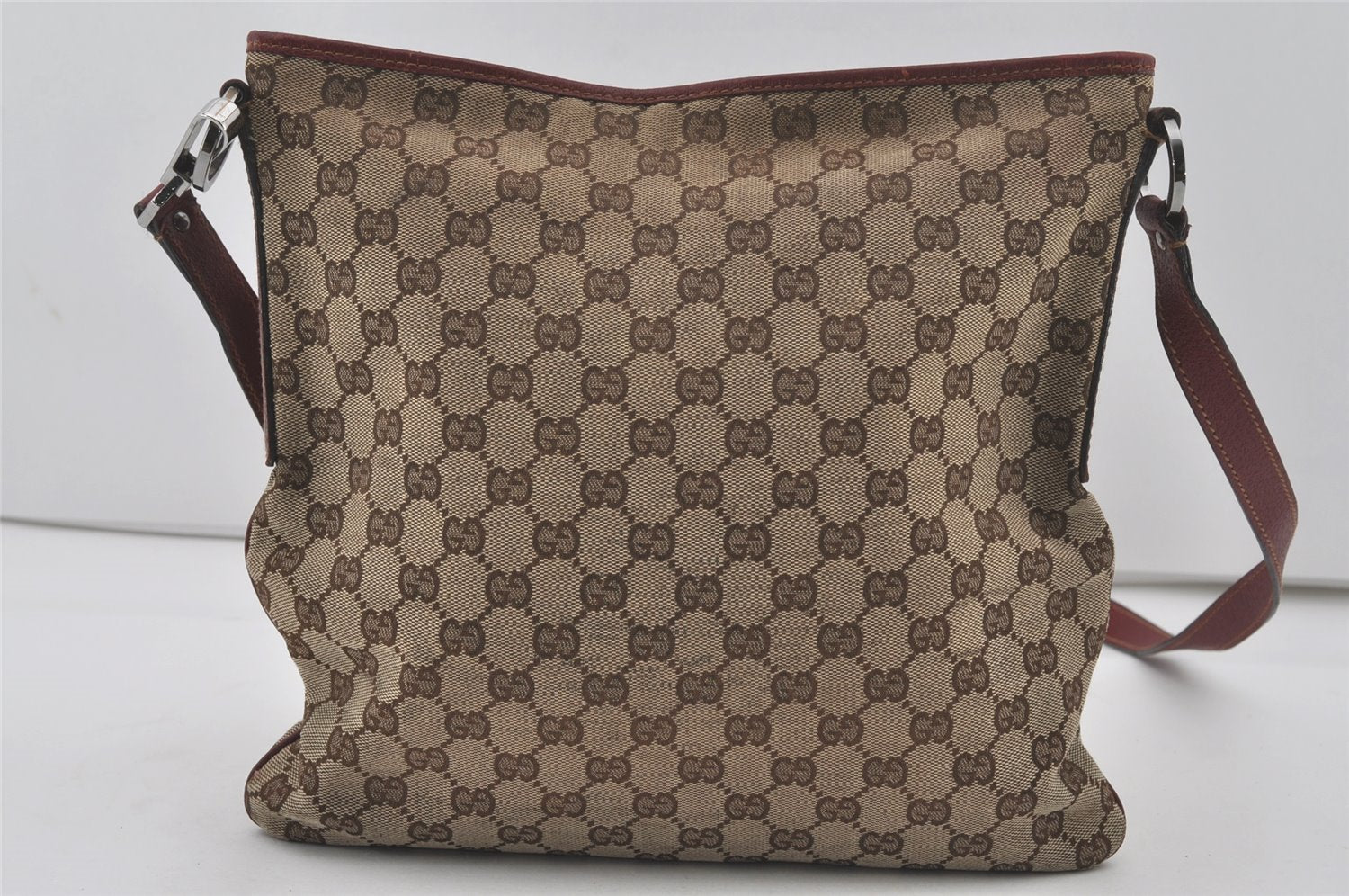 Authentic GUCCI Shoulder Cross Body Bag GG Canvas Leather 113013 Brown 7769I