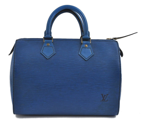 Authentic LOUIS VUITTON Epi Speedy 25 Hand Bag Purse Blue M43015 LV 7777C