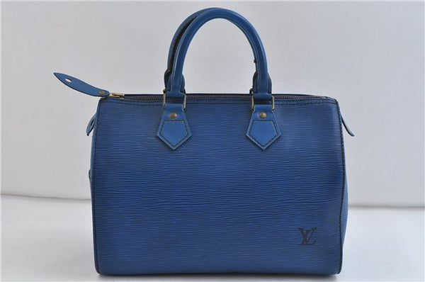 Authentic LOUIS VUITTON Epi Speedy 25 Hand Bag Purse Blue M43015 LV 7777C