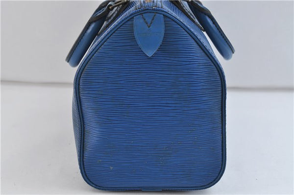 Authentic LOUIS VUITTON Epi Speedy 25 Hand Bag Purse Blue M43015 LV 7777C