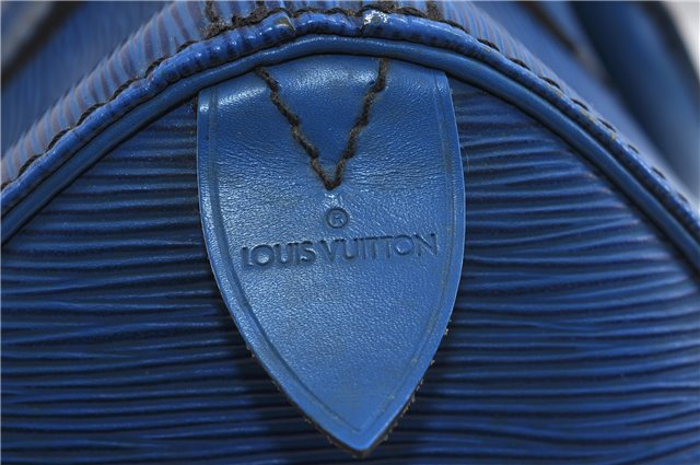 Authentic LOUIS VUITTON Epi Speedy 25 Hand Bag Purse Blue M43015 LV 7777C