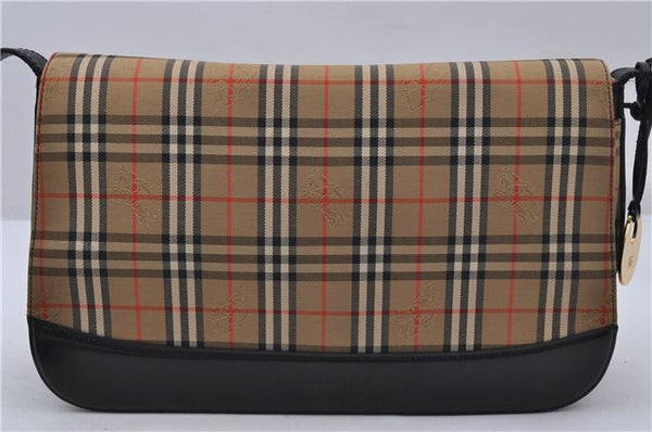 Authentic Burberrys Nova Check Shoulder Cross Bag Canvas Leather Beige 7777D