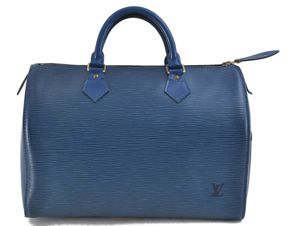 Authentic LOUIS VUITTON Epi Speedy 30 Hand Bag Blue M43005 LV 7778C