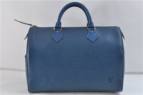 Authentic LOUIS VUITTON Epi Speedy 30 Hand Bag Blue M43005 LV 7778C