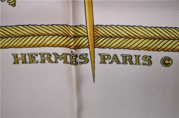 Authentic HERMES Carre 90 Scarf "LES ARMES DE PARIS" Silk Yellow Box 7783C