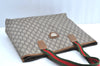 Authentic GUCCI Web Sherry Line GG Plus Tote Bag PVC Leather Brown Junk 7783F