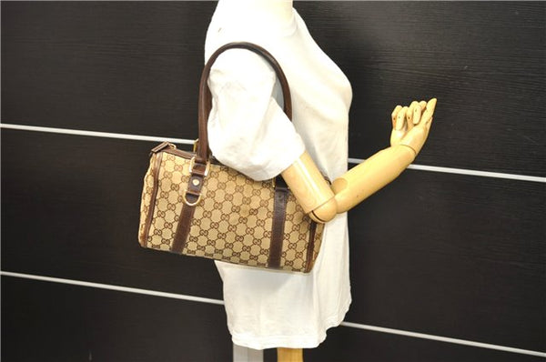 Authentic GUCCI Abbey Shoulder Hand Bag Purse GG Canvas Leather Brown 7784D