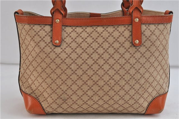 Authentic GUCCI Diamante Shoulder Tote Bag Canvas Leather Beige Orange 7786C