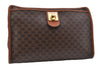 Authentic CELINE Macadam Blason Pattern Clutch Hand Bag PVC Leather Brown 7786D