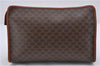 Authentic CELINE Macadam Blason Pattern Clutch Hand Bag PVC Leather Brown 7786D