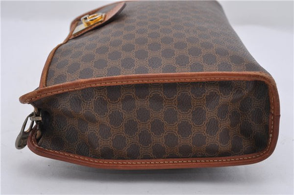Authentic CELINE Macadam Blason Pattern Clutch Hand Bag PVC Leather Brown 7786D