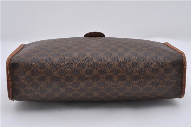Authentic CELINE Macadam Blason Pattern Clutch Hand Bag PVC Leather Brown 7786D