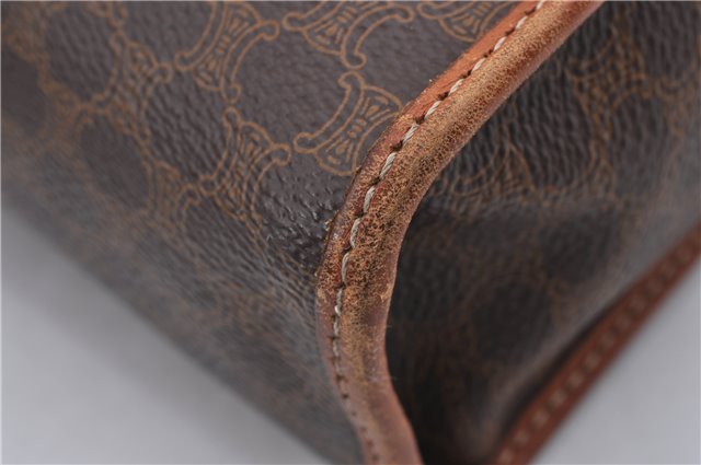 Authentic CELINE Macadam Blason Pattern Clutch Hand Bag PVC Leather Brown 7786D