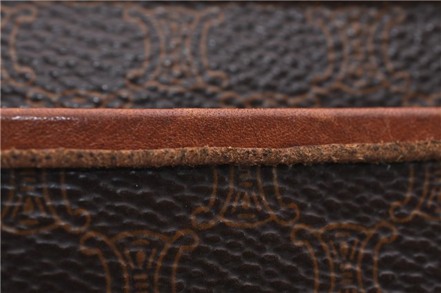 Authentic CELINE Macadam Blason Pattern Clutch Hand Bag PVC Leather Brown 7786D