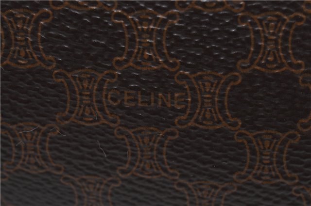 Authentic CELINE Macadam Blason Pattern Clutch Hand Bag PVC Leather Brown 7786D