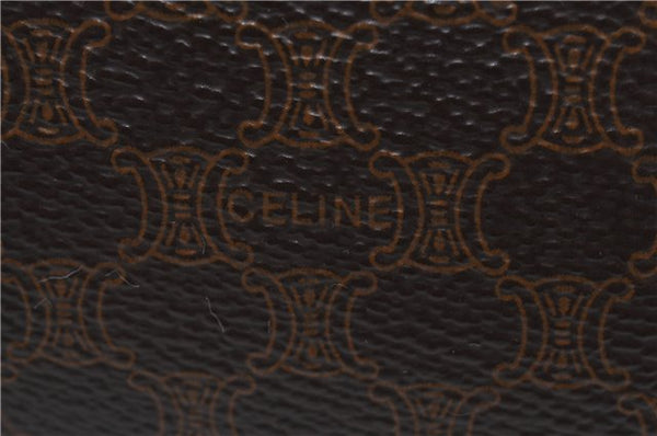 Authentic CELINE Macadam Blason Pattern Clutch Hand Bag PVC Leather Brown 7786D