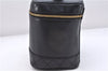 Authentic CHANEL Calf Skin Bicolore Vanity Hand Bag Purse Black 7787E