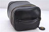 Authentic CHANEL Calf Skin Bicolore Vanity Hand Bag Purse Black 7787E