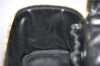 Authentic CHANEL Calf Skin Bicolore Vanity Hand Bag Purse Black 7787E