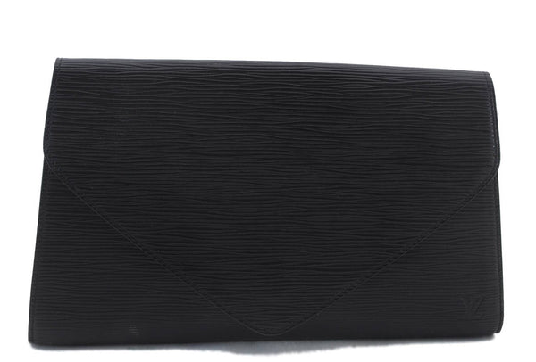 Authentic LOUIS VUITTON Epi Arts Deco Clutch Bag Purse Black M52632 LV 7793C