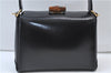 Authentic GUCCI Vintage Bamboo 2way Hand Shoulder Bag Purse Leather Black 7793E