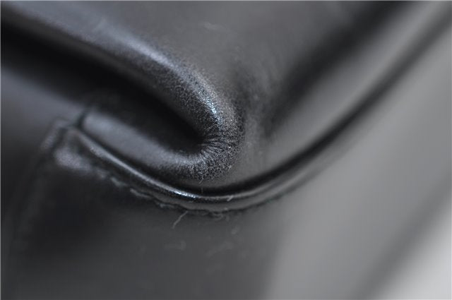 Authentic GUCCI Vintage Bamboo 2way Hand Shoulder Bag Purse Leather Black 7793E