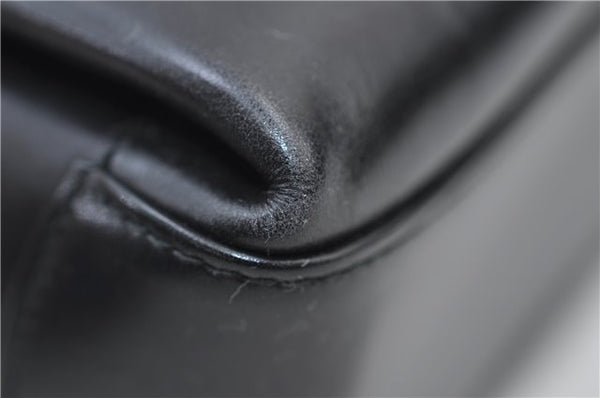 Authentic GUCCI Vintage Bamboo 2way Hand Shoulder Bag Purse Leather Black 7793E