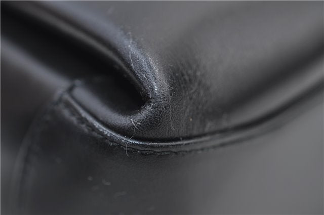 Authentic GUCCI Vintage Bamboo 2way Hand Shoulder Bag Purse Leather Black 7793E