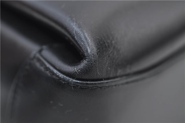 Authentic GUCCI Vintage Bamboo 2way Hand Shoulder Bag Purse Leather Black 7793E