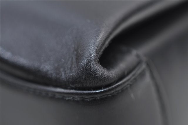 Authentic GUCCI Vintage Bamboo 2way Hand Shoulder Bag Purse Leather Black 7793E