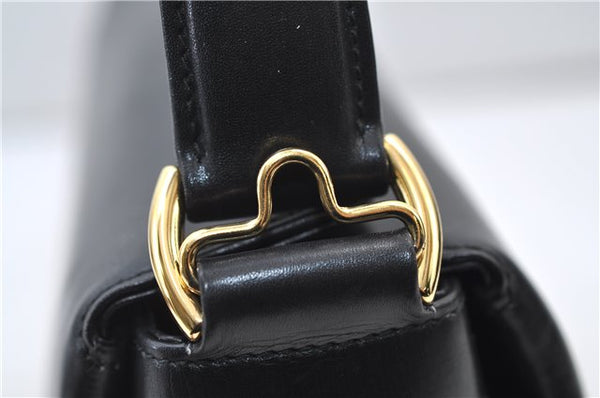 Authentic GUCCI Vintage Bamboo 2way Hand Shoulder Bag Purse Leather Black 7793E